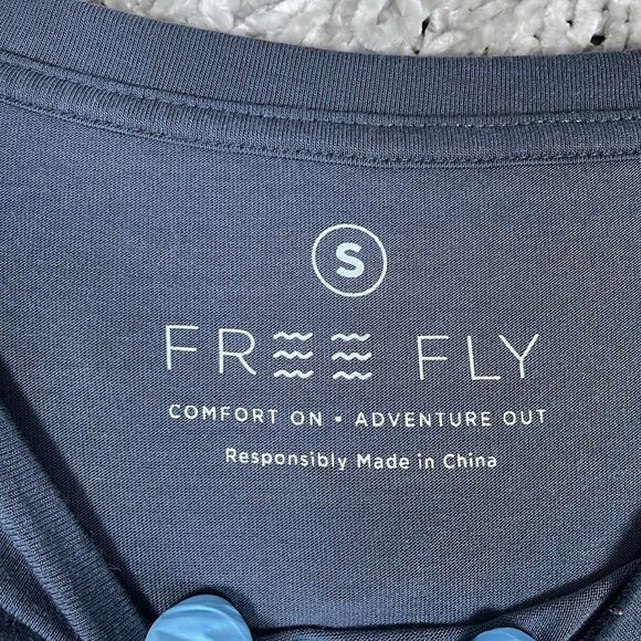 Free Fly Activewear Top Womens Small Long Sleeve Blue Stretch Performance Bamboo - Picture 2 of 5